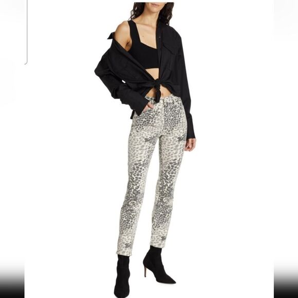 MOTHER The Dazzler Animal Print Mid-rise Ankle Jeans Shadow Wash Size 27